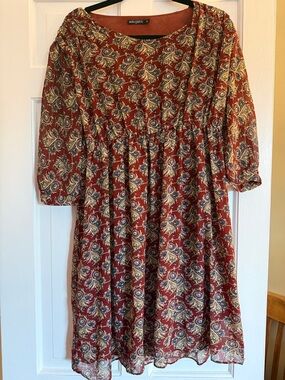 ada gatti rust with purple flower print dress